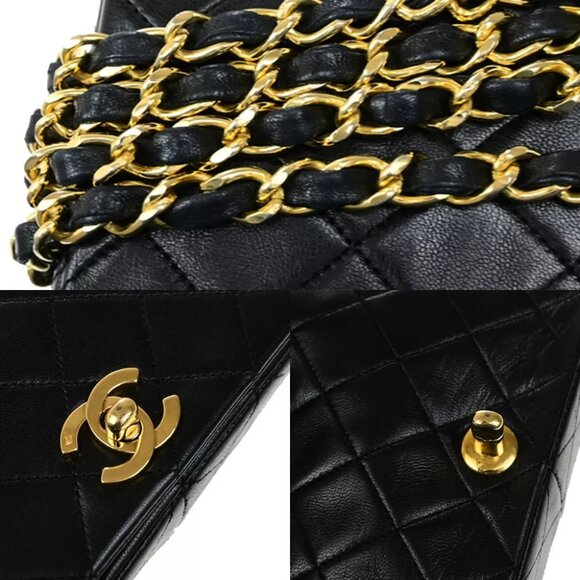 CHANEL CC Logo Matelasse 23 Full Flap Chain Shoulder Bag Leather Black GHW Franc - Picture 14 of 15